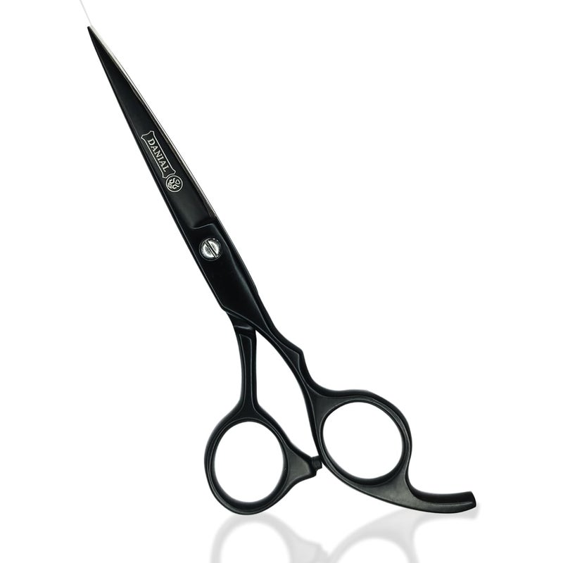 DANIAL High Carbon Razor Cut Stainless Steel Hair Cutting Scissors - Professional Barber Scissors for Men and Women - Ideal for Beard, Moustache, and Nose Trimming 7 INCH (BLACK) - Image 1