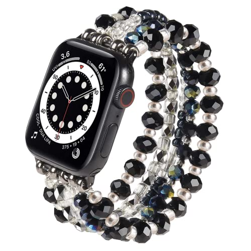 VISOOM Beaded Bracelet Compatible for Apple Watch Band 40mm/38mm/41mm/42mm Series11 10 9 8 7 Se(3 2 1) Series 6/5/4 Women Fashion Cute Handmade Stretchy Watch Strap for iWatch Bands Series 3/2/1 - Image 1