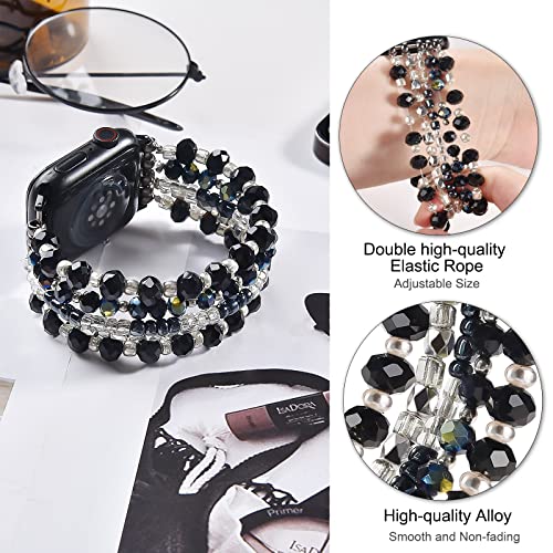 VISOOM Beaded Bracelet Compatible for Apple Watch Band 40mm/38mm/41mm/42mm Series11 10 9 8 7 Se(3 2 1) Series 6/5/4 Women Fashion Cute Handmade Stretchy Watch Strap for iWatch Bands Series 3/2/1 - Image 2