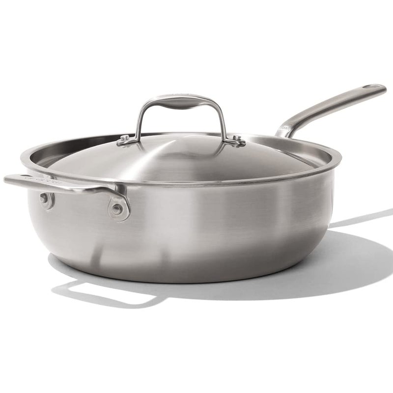 Made In Cookware 5 Quart Stainless Steel Saucier Pan 5 Ply Stainless Clad Professional Cookware Crafted in Italy Induction Compatible