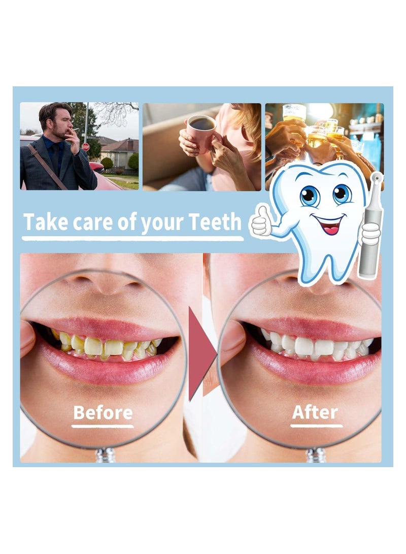 Generic طقم جهاز تلميع الأسنان الكهربائي، جهاز تلميع الأسنان القابل للشحن مع 5 رؤوس فرشاة متعددة الاستخدامات، طقم العناية بالأسنان للتنظيف اليومي، التبييض والتلميع، مقاوم للماء  - Image 4