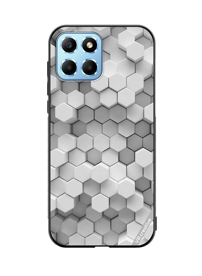 VR CREATIVE Protective Case Cover For Honor X8 5G 3D Gray White Honeycombs Brick Wall Stairway Decoration Design Multicolour - Image 1