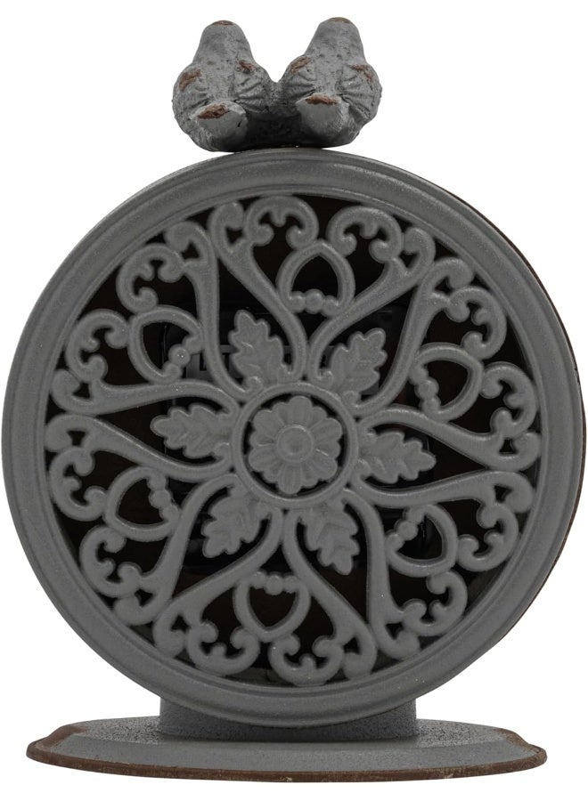 Creative Co-op Creative CoOp Grey Pewter Mantel Clock with Birds  - Image 3