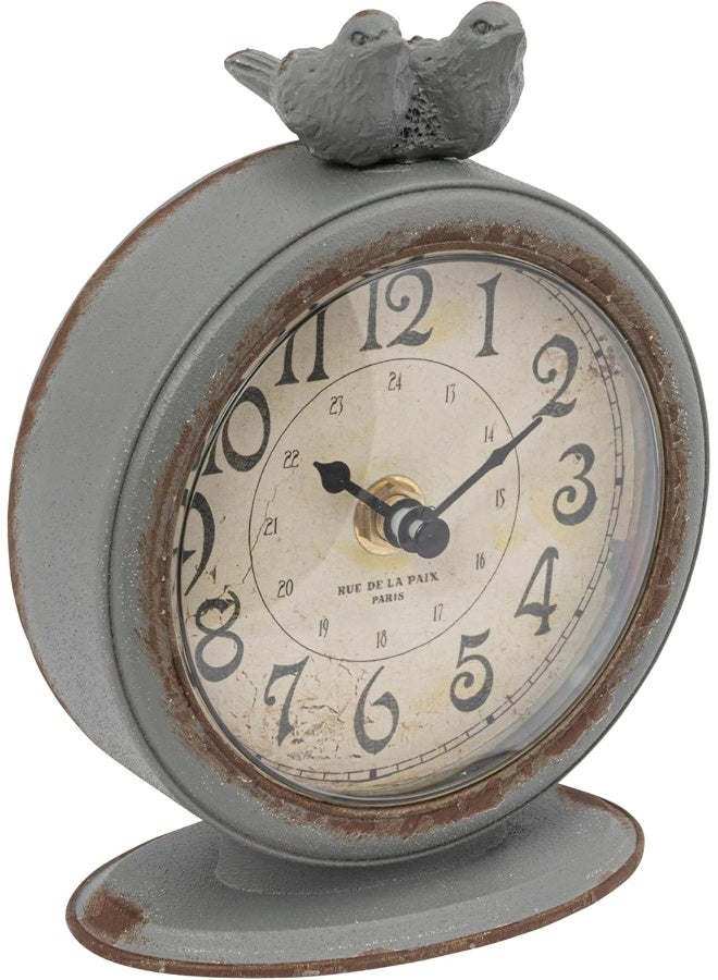 Creative Co-op Creative CoOp Grey Pewter Mantel Clock with Birds  - Image 5