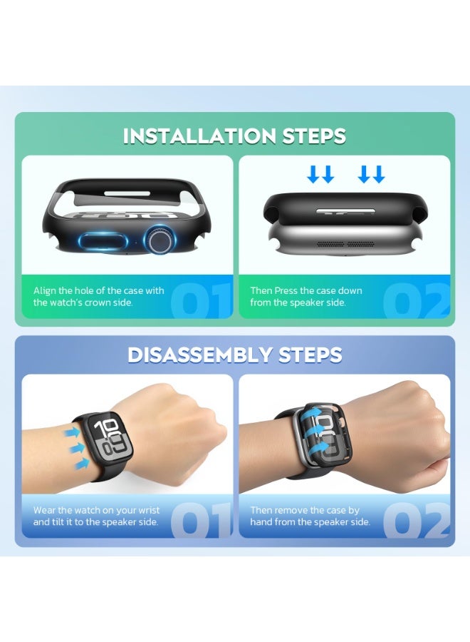 شيك فايب جراب زجاجي مقوى متوافق مع ساعة Apple Watch Series 11/Series 10 مقاس 42 مم، واقي شاشة صلب من البولي كربونات للحماية الشاملة، غطاء خفيف الوزن مقاوم للخدش فائق النحافة لساعة iWatch، (42 مم، أسود) - Image 5