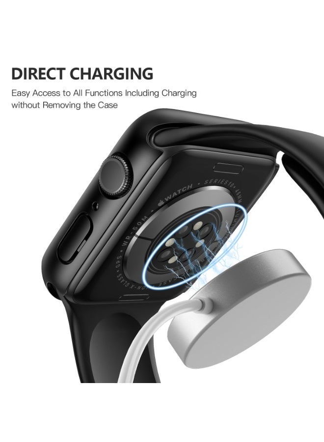 شيك فايب جراب زجاجي مقوى متوافق مع ساعة Apple Watch Series 11/Series 10 مقاس 42 مم، واقي شاشة صلب من البولي كربونات للحماية الشاملة، غطاء خفيف الوزن مقاوم للخدش فائق النحافة لساعة iWatch، (42 مم، أسود) - Image 4