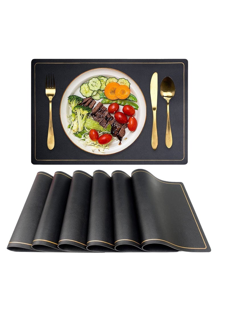 NIBEMINENT Placemats for Dining Table Set of 6 Faux Leather Placemat  - Image 1