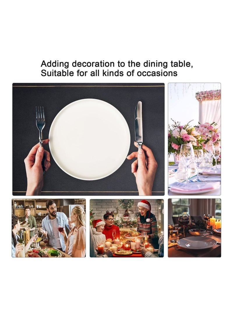 NIBEMINENT Placemats for Dining Table Set of 6 Faux Leather Placemat  - Image 2
