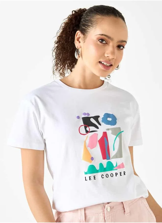 Lee Cooper Lee Cooper Graphic Print Crew Neck T-shirt with Short Sleeves