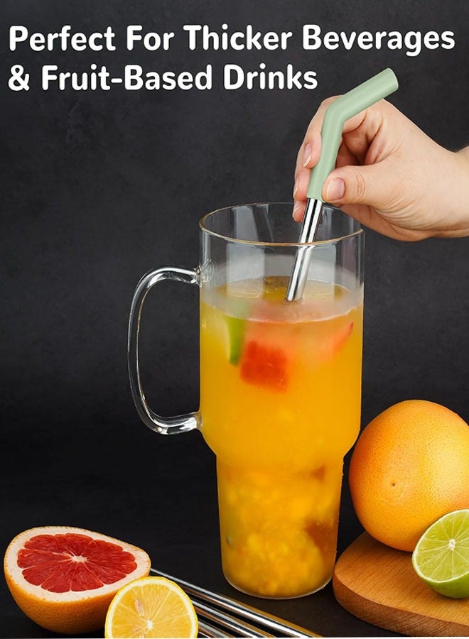 Stainless Steel Straws for 40oz Stanley Tumblers, 4PCS 13 INCH Reusable Extra Long Stainless Steel Straws with 4 Silicone Tips and 2 Cleaning Brushes - Image 5