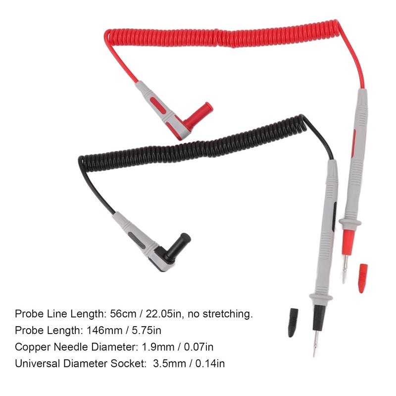 56cm Extended Spring Multimeter Test Leads With Brass Probes PU Material Anti Breakage - Image 3