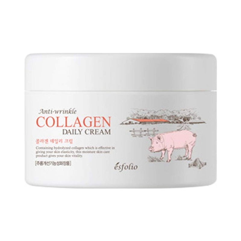Esfolio Collagen AntiWrinkle Daily Face Cream  Lightweight Moisturizer with Hydrolyzed Collagen Botanical Extracts for Smooth SoftFeeling Skin  Korean Skincare All Skin Types 200ml  68 fl oz