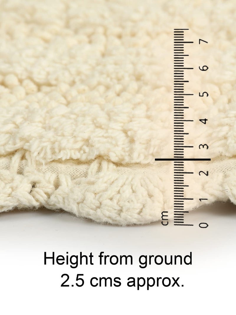 SASHAA WORLD Round Reversible Crochet Bath Mat, Super Absorbent 100% Cotton & Quick Dry Bath Rug for Bathroom Floor Mats (60 cm, Ivory) - Image 3