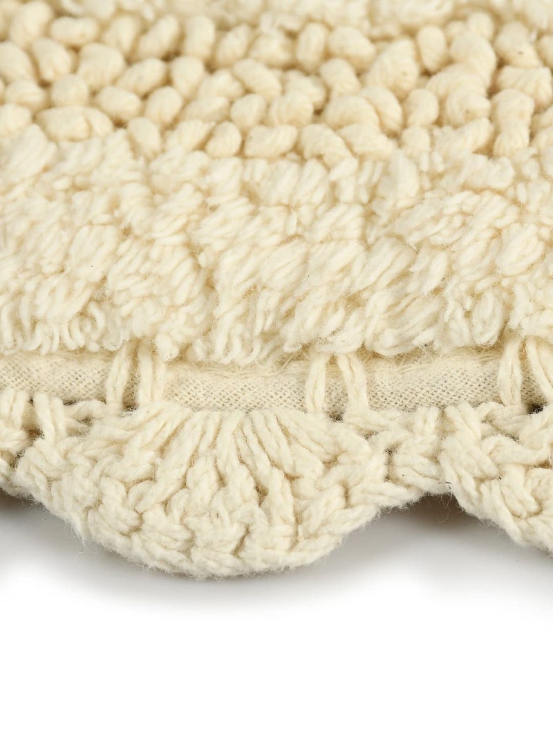 SASHAA WORLD Round Reversible Crochet Bath Mat, Super Absorbent 100% Cotton & Quick Dry Bath Rug for Bathroom Floor Mats (60 cm, Ivory) - Image 5