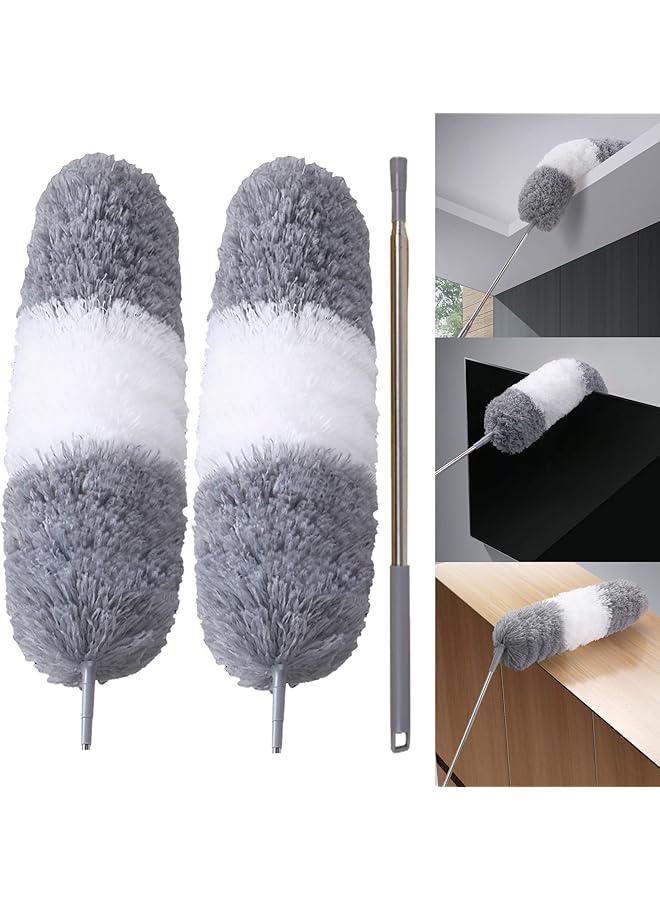 erorex Microfiber Duster with Extra Extension Pole(30-96 inches) Bendable & Extendable Cobweb Duster Microfiber Telescoping Duster for Cleaning High Ceiling,Ceiling Fan, Blinds(Extra Refills) - Image 1