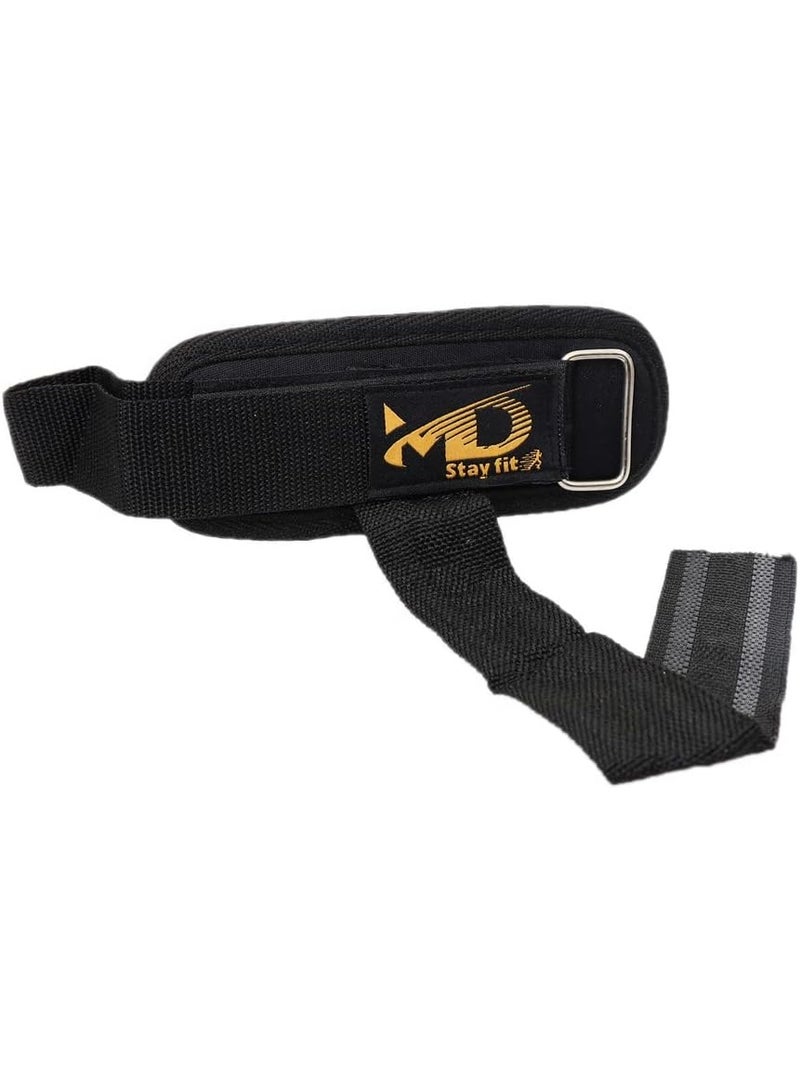 MD Stay Fit Fitness Padded Ankle Straps with D-Ring for Leg Strength Training Exercises, 2Pcs , black - Image 3