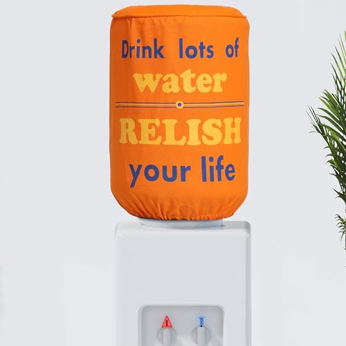 Swayam 20 Litre Bottle Cover for Home & Office | Bottle Protector | Lace Closure at Bottom | Machine Washable | Environment Friendly | Digitally Printed | 44cm x 42cm x 32cm - Orange - Image 1