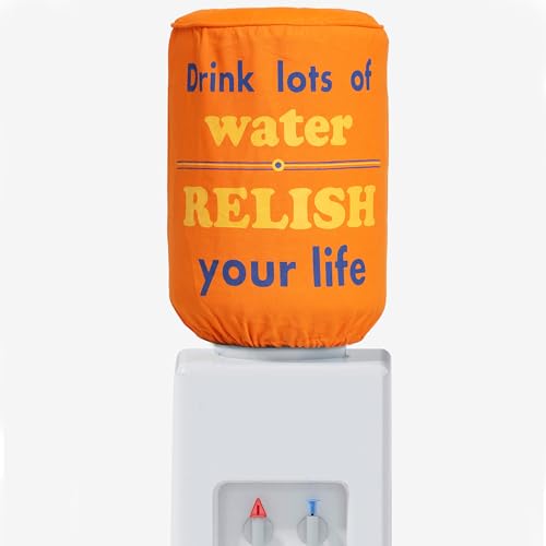 Swayam 20 Litre Bottle Cover for Home & Office | Bottle Protector | Lace Closure at Bottom | Machine Washable | Environment Friendly | Digitally Printed | 44cm x 42cm x 32cm - Orange - Image 2
