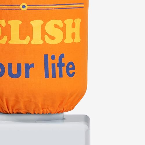 Swayam 20 Litre Bottle Cover for Home & Office | Bottle Protector | Lace Closure at Bottom | Machine Washable | Environment Friendly | Digitally Printed | 44cm x 42cm x 32cm - Orange - Image 3
