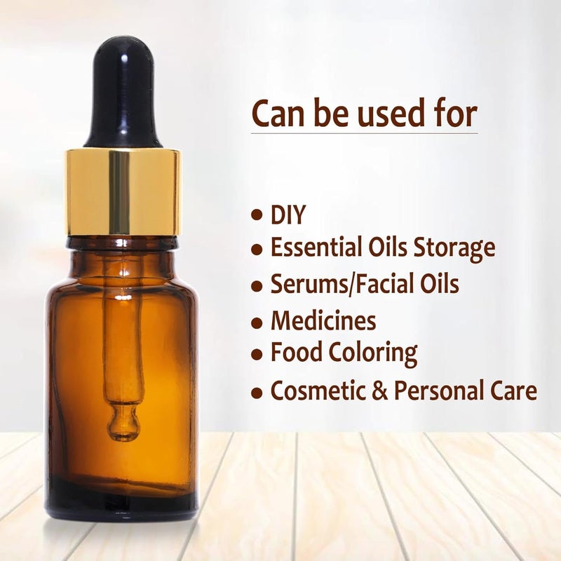 Flora Fresh 10 ml Brown Amber Glass Dropper Bottle With Golden Dropper  Black Silicon TeatSet of 3 BG10 ML - Image 5