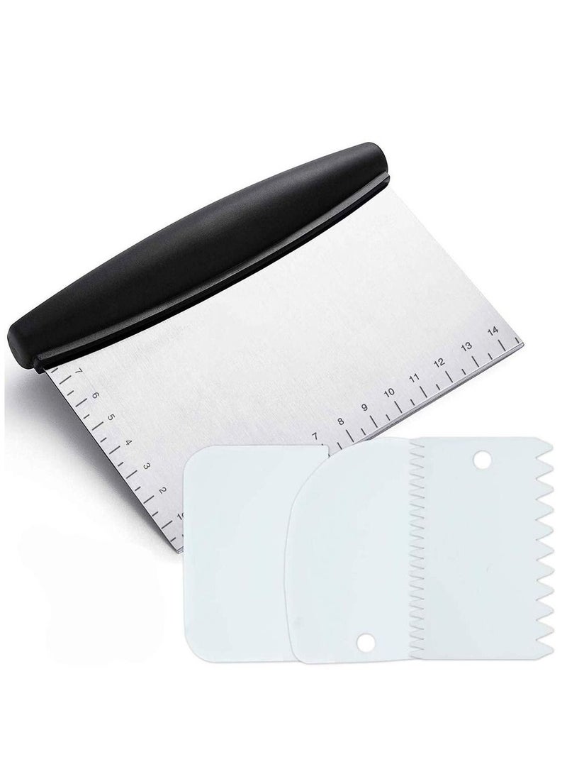 Y&D Dough Cutter Scraper Bowl Plastic Fondant Cake Scrapers Decorating for Kitchen Restaurant Bakery Pastry Steel Flour Mixer Non Slip Handle  - Image 1