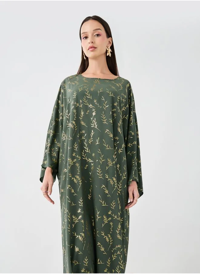 Take Two Take Two Foil Printed Batwing Sleeve Kaftan