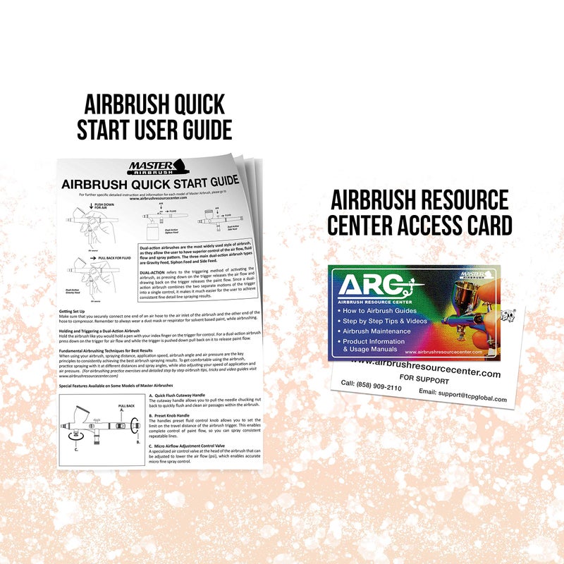 Master Airbrush Multi-Purpose Airbrushing System Kit with Siphon Feed Dual-Action Airbrush 0.35 mm Tip, 3/4 oz Fluid Cup, Pro 1/5 hp Cool Runner II Dual Fan Air Compressor - Hose, Holder, How To Guide - Image 5