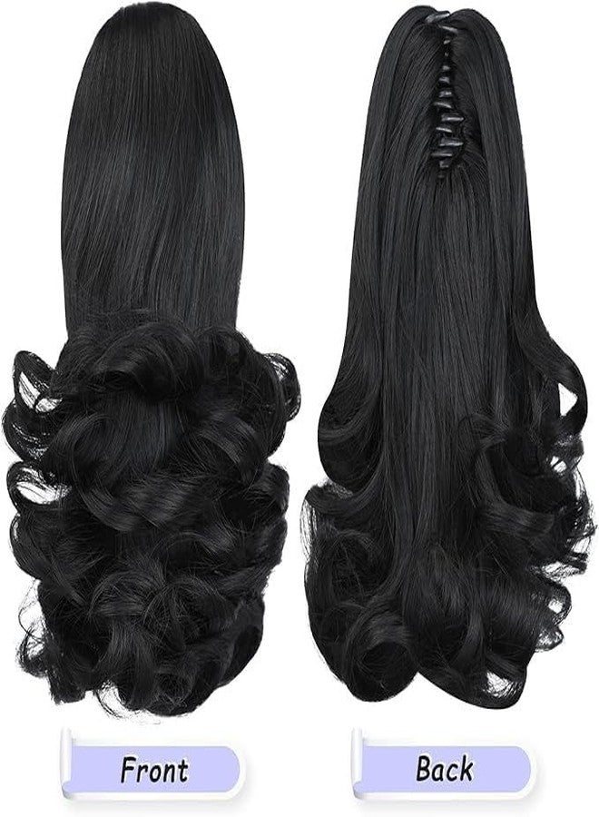 Pravrajya Short Curly Ponytail Extension with Claw Clip - Natural Looking Synthetic Hairpiece for Women, Easy-to-Attach, Voluminous & Stylish Hair Extension for Instant Makeover (Black) - Image 3