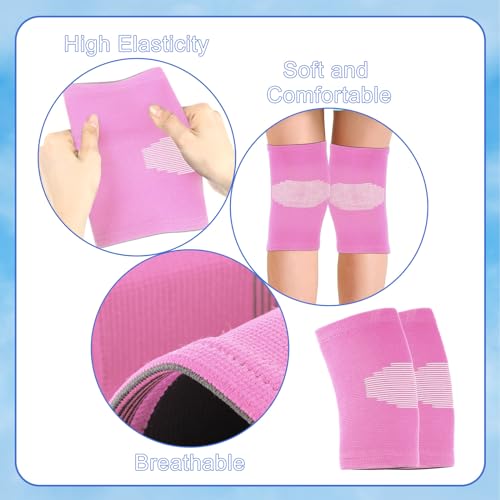 Skylety 2 Pairs Kids Knee Sleeve Kids Knee Brace Children Support Compression Child Sleeve Pads for Basketball Volleyball Sports GymnasticsSmallBlack Pink - Image 3