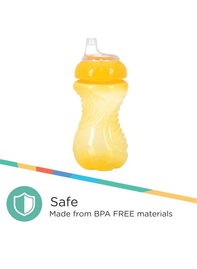 Nuby Nuby No-Spill Easy Grip Cup, 10 Ounce 3 pack (Aqua, Coral, Yellow)  - Image 4