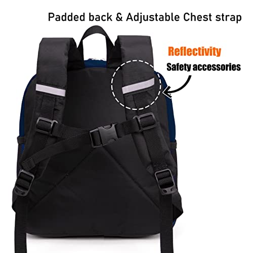 HawLander Little Kids Backpack for Boys or Girls, Toddler School Bag Fits 3 to 6 years old, Navy blue, 12 Inch - Image 3