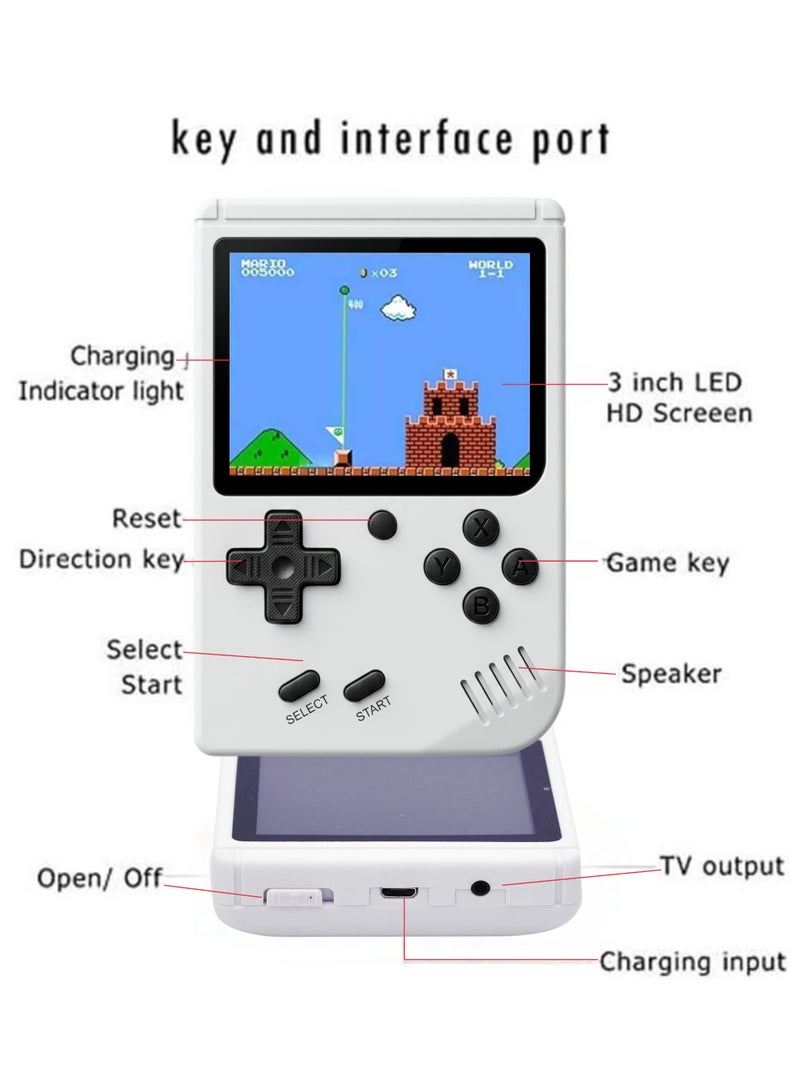 SUP Handheld Game Console with 400 Classic Retro Games, 3-Inch Color Screen, Rechargeable Battery, Portable Mini Gaming Device for Kids & Adults | White - Image 4