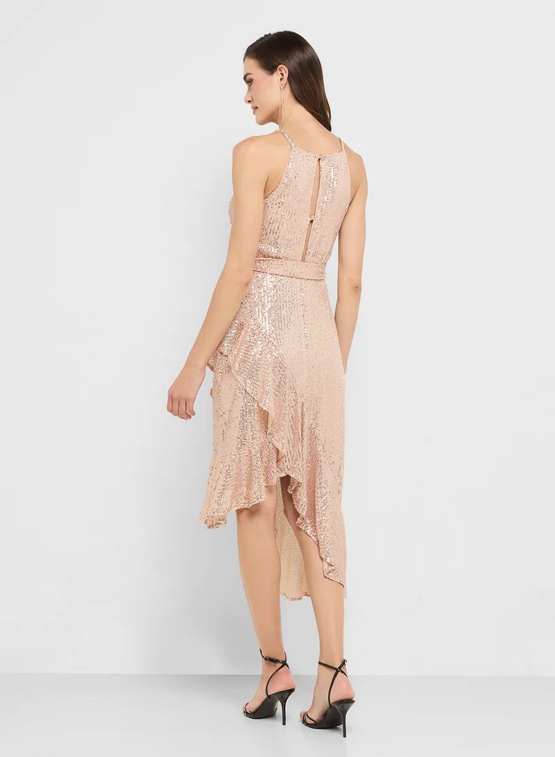 Style Cheat Sequin Ruffle Dress