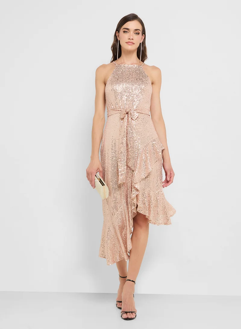 Style Cheat Sequin Ruffle Dress