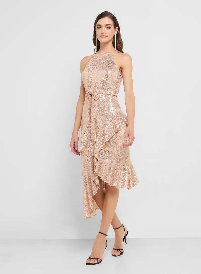 Style Cheat Sequin Ruffle Dress