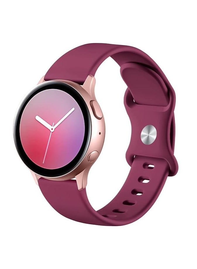 Silicone Band 20mm, Waterproof Soft Silicone Sport Band for Samsung Gear Sport/Samsung Watch 4/5/5 Pro/S2 Classic/Active 2 44/40mm/Amazfit GTS4/GTS3, by TenTech - Wine red