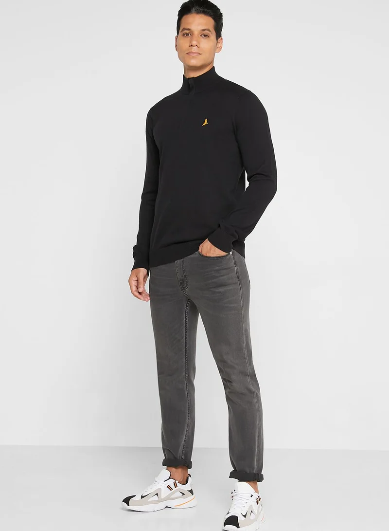 BRAVE SOUL Knitted Zip Funnel Neck Jumper