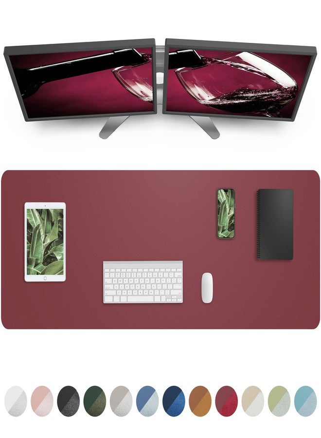 AFIING Leather Desk Pad Protector,Mouse Pad,Office Desk Mat, Non-Slip PU Leather Desk Blotter,Large desk mat,Waterproof Keyboard mat for Office/Home/Decor (Burgundy Red,48" x 17") - Image 1