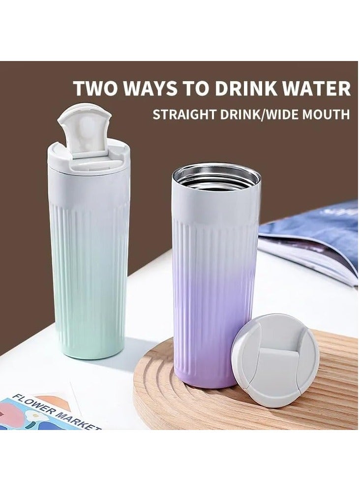QSHOP Stainless Steel Double Wall Vacuum Insulated Thermos Mug with Mesh Strainer and Flip Lid Keep Cold and Hot for 6 Hours, 480ml Coffee Tea Mug  - Image 3