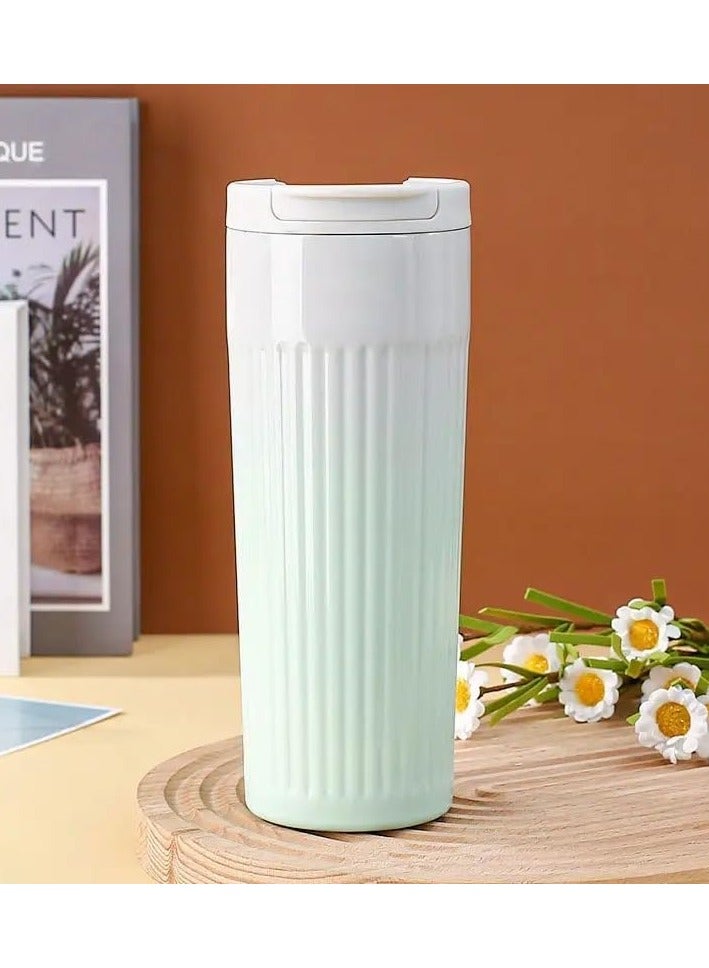 QSHOP Stainless Steel Double Wall Vacuum Insulated Thermos Mug with Mesh Strainer and Flip Lid Keep Cold and Hot for 6 Hours, 480ml Coffee Tea Mug  - Image 1