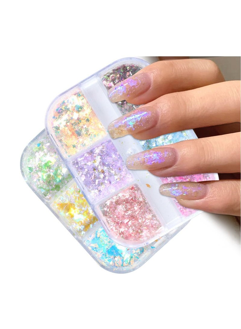 Bluejw Chrome Nail Powder Metallic Mirror Effect Pigment Iridescent Pearl Mica Laser Aurora for Art - Image 2