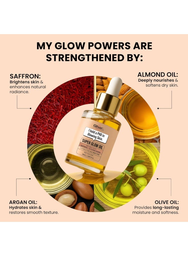 Ghar Soaps Super Glow Face Oil with Saffron & 12+ Ayurvedic Herbs | Slow-Infused in Argan, Almond & Olive Oils | Brightening Face Oil for Natural Glow, Even Skin Tone & Radiant Skin 20ml - Image 4
