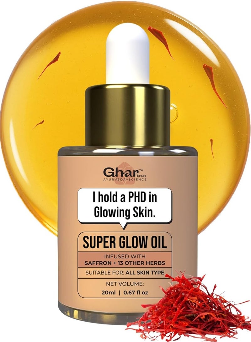 Ghar Soaps Super Glow Face Oil with Saffron & 12+ Ayurvedic Herbs | Slow-Infused in Argan, Almond & Olive Oils | Brightening Face Oil for Natural Glow, Even Skin Tone & Radiant Skin 20ml - Image 1