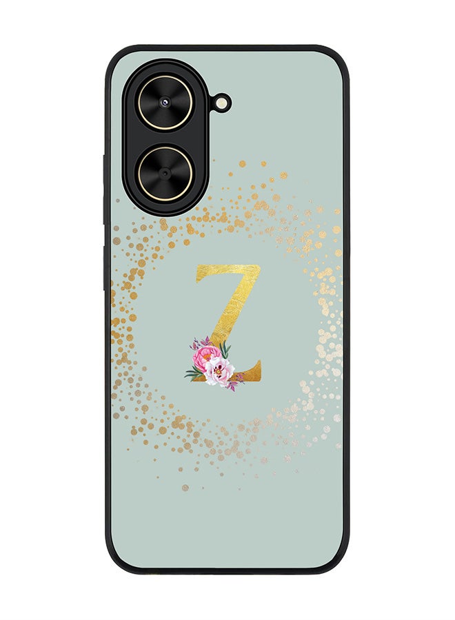 Stylizedd For Xiaomi Poco C71 / Redmi A5 4G Case,Slim fit Camera Protection, Shockproof Thin Phone cover  - Custom Monogram Floral - Z  (Light Grey )