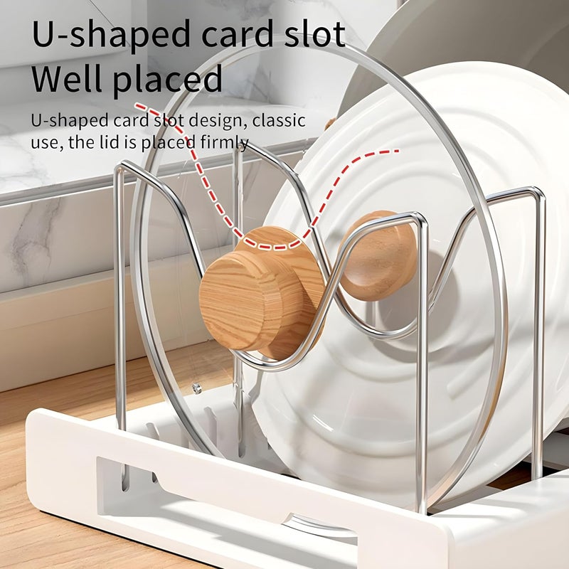 Bellveen Pot Rack Organizer Pan Holder Rack Kitchen Flexible Pot Stand Kitchen For Pots And Pans Lid With 7 Adjustable Compartment Multicolour - Image 3