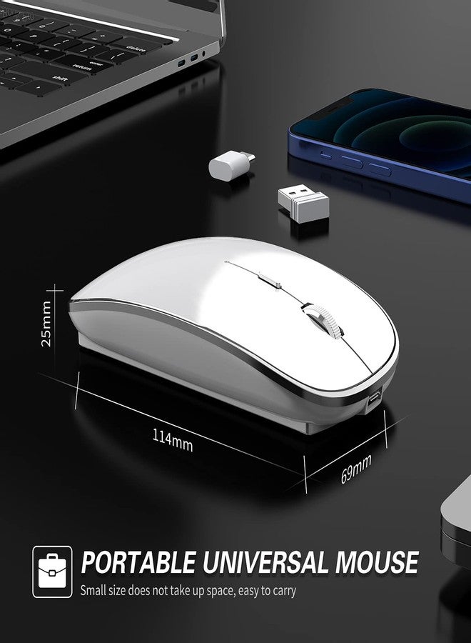 Halpilt Wireless Mouse Chargeable Portable Silent USB-A and Type-C Dual Mode 3 Adjustable DPI for Laptop, PC (Q23S Black) (White) - Image 5