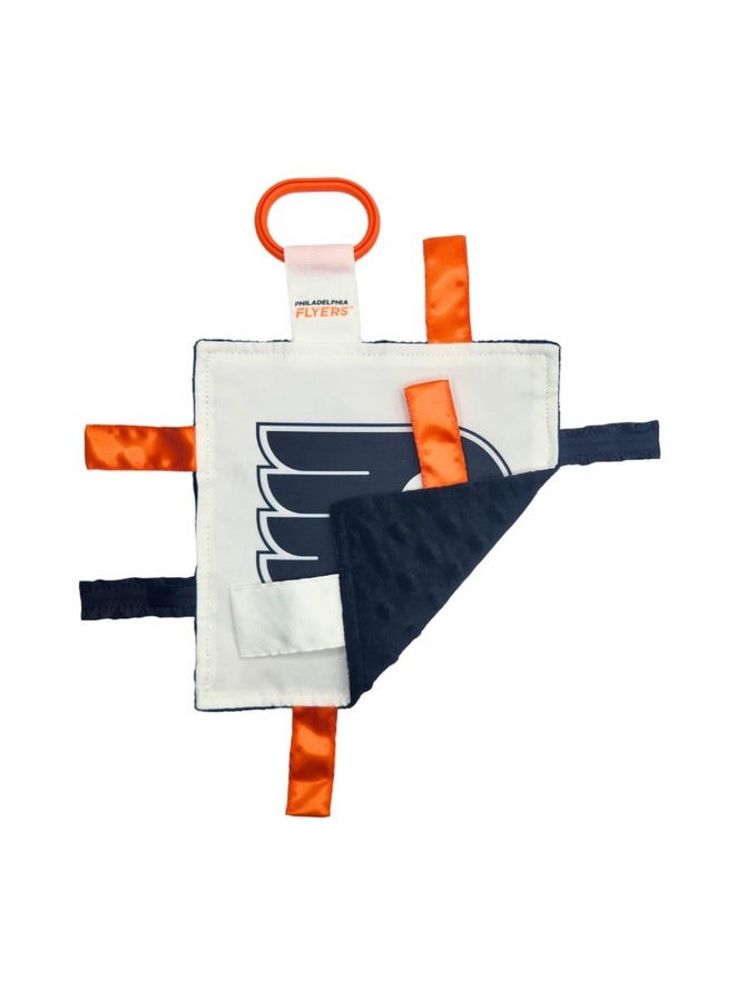 The Learning Lovey - Philadelphia Flyers Baby Tag Toy Nhl Hockey Baby Sensory Crinkle Toys Soft & Safe Ideal Baby Stroller Toy Bpa Free W/Stroller Clip (8 X 8 Tag Toy) - Image 1