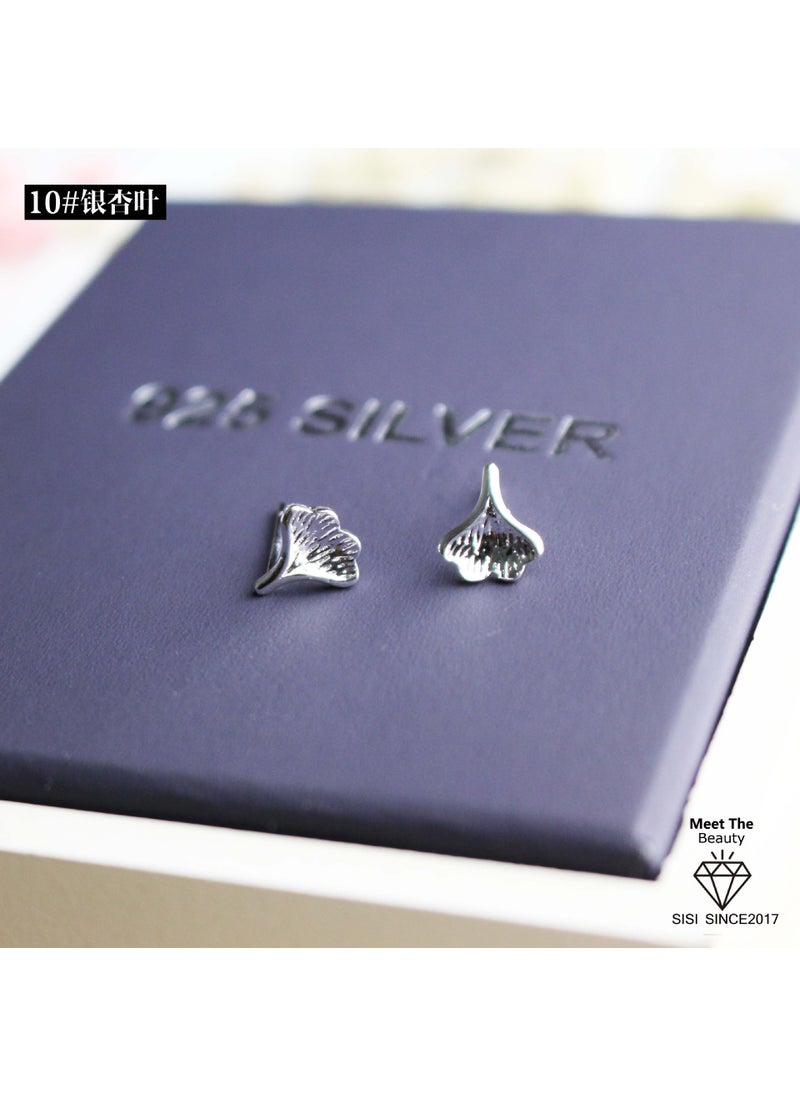 Generic - S925 Sterling Silver Stud Earrings Set 0108 ginkgo leaf - Image 1