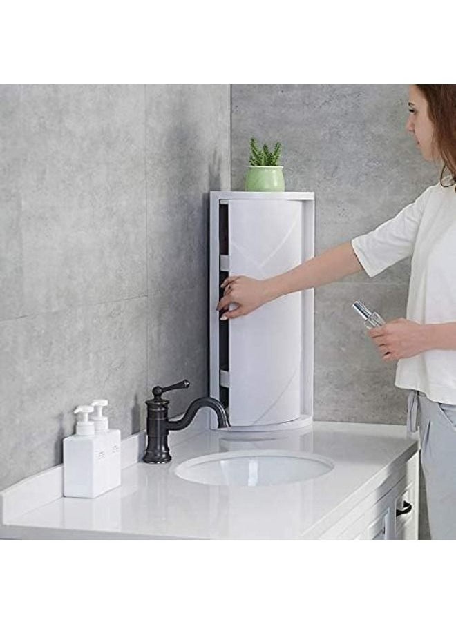 BELLSBERRY Bathroom Corner Cabinet Multifunction Kitchen Bathroom Corner Locker Rotating Triangle Shelf Kitchen Organizer Shelf  - Image 2