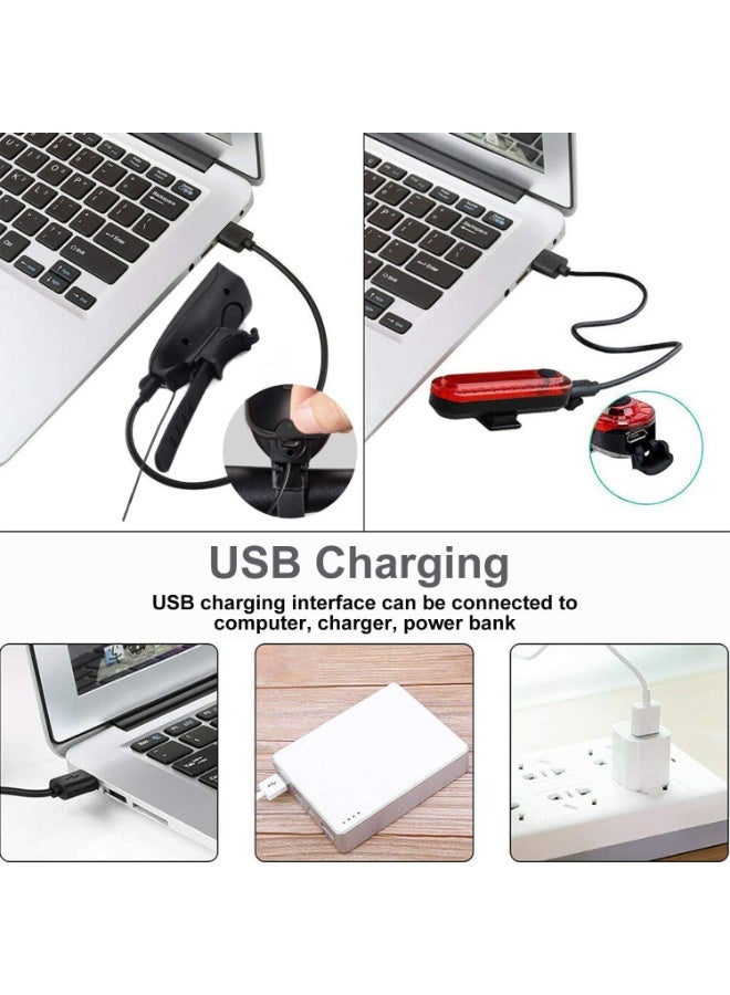 Lyaxm Bicycle Light Set,Bicycle LED Power Beam Front and Back Light, Bike Light Front and Back, USB Bicycle Light with Loud Horn, 3 Lighting Modes Waterproof Cycling Light Bike tail light,Rechargeable Bicycle Led Headlight Front Lamp - Image 5